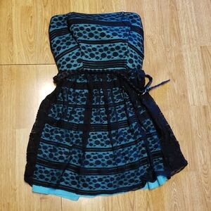 Trixxi black and teal lace strapless mini dress 3